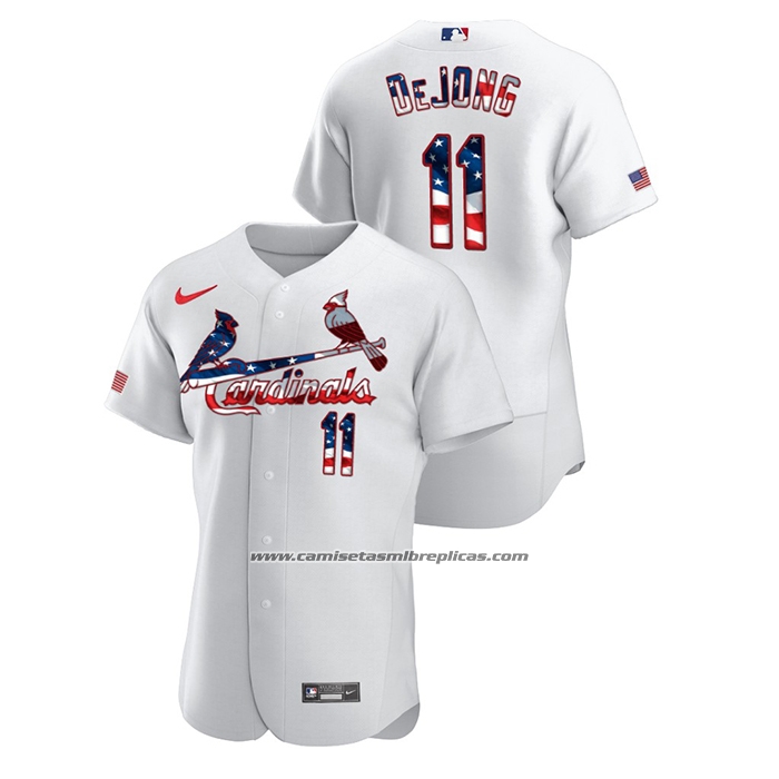 Camiseta Beisbol Hombre St. Louis Cardinals Paul Dejong 2020 Stars & Stripes 4th of July Blanco
